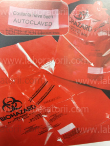 Пакеты для автоклавирования (от + 138 С до + 149 С) из красного высокопрочного полипропилена, с индикатором стерилизации, 48 х 61 см