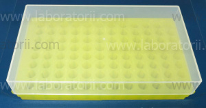 Штатив 2-сторонний с крышкой для микропробирок, 96 мест, ПП, жёлтый, изображение 3